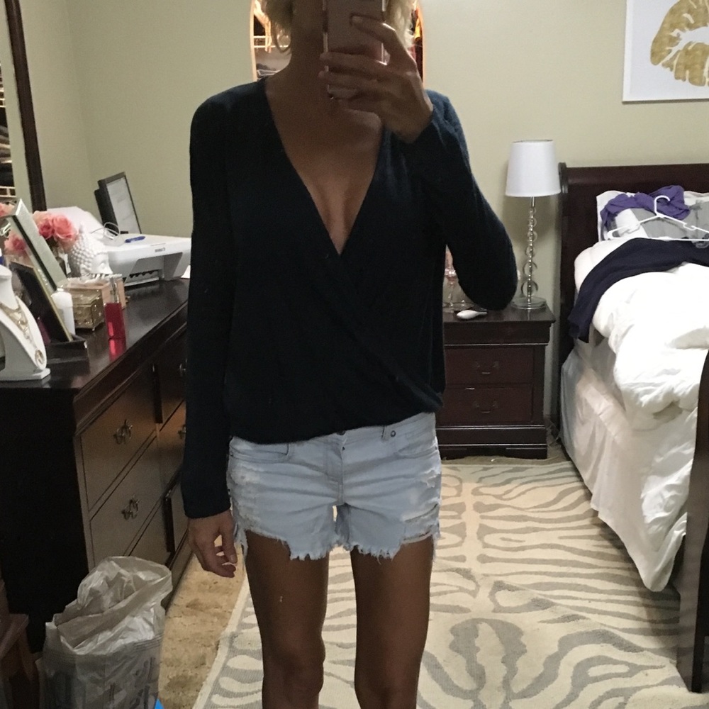 Navy surplice top
